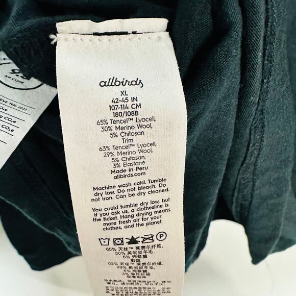 Allbirds NWT Natural Black Sea Long Sleeve Pullover Crew Neck Tee Size X-Large - Picture 7 of 8